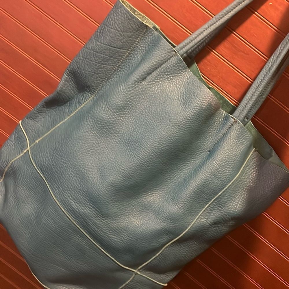 Soft Leather Tote - Turquoise Teal Color